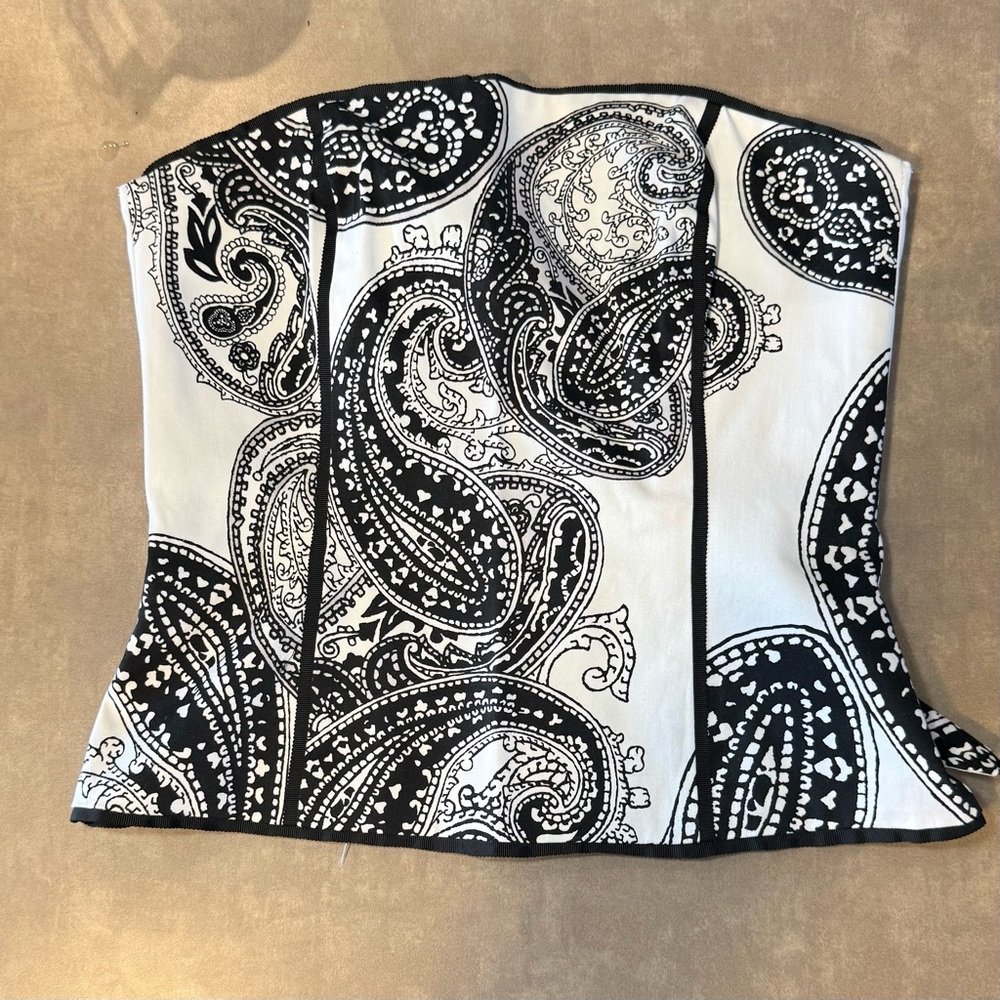 Black and White Store Paisley Strapless CorsetTop